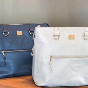 Elegant Women's Tote Bag Set - Blue Or Silver